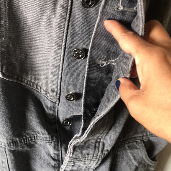 Gray cactus 🌵 overalls with front pocket panels; hidden buttons are intact. - Picture 10 of 16